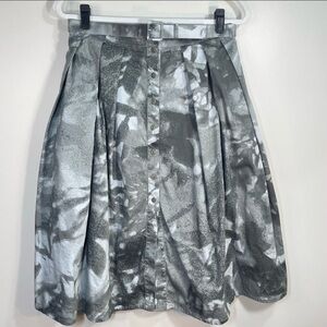 NWT Jarbo Gray White Button Front Flowy Skirt Size Women 36 Retail $358